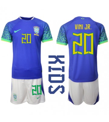 Brasilien Vinicius Junior #20 babykläder Bortatröja barn VM 2022 Korta ärmar (+ Korta byxor)